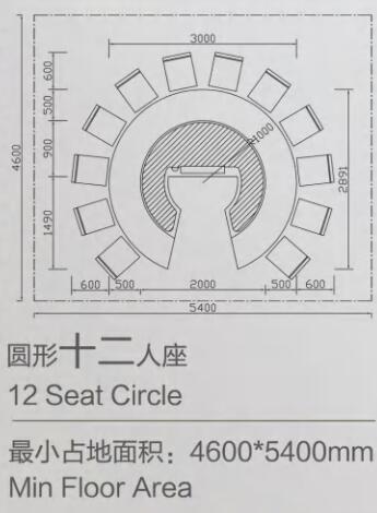 12人座圓形鐵板燒桌子詳情圖